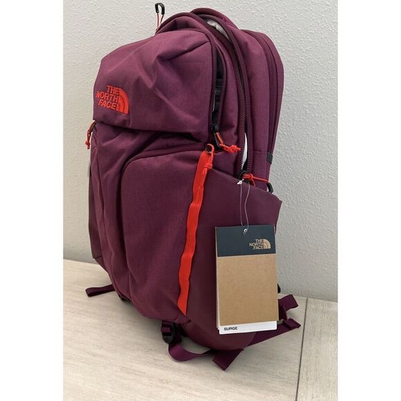 The North Face Surge Laptop Backpack Boysenberry/Fiery Red 31L Large NEW - Picture 3 of 16